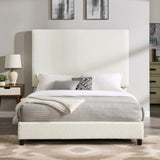 ZNTS Queen Size White Boucle Upholstered Platform Bed B108P160258