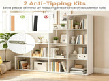 White Stepped 10-Cube Open Bookshelf 4-Tier Engineered Wood Storage Display Rack with Anti-Tipping 21730889