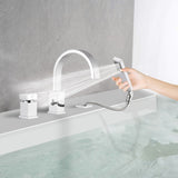 Waterfall Bathtub Faucet with Sprayer, 3-Hole Roman Filler with Hand Shower Deck Mount Waterfall W1224P206114
