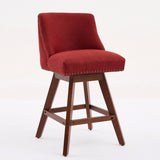 Counter Height Swivel Barstools, 26'' H Seat Height Upholstered Bar Stools Set of 2, Fabric in Wine W1143P237898