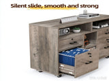Wooden Filing Cabinet, 4 Drawers, Lami Grey Oak, P2 Particle Board with Embossed 66067826