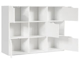 White 9-Cube Organizer Bookcase, Enclosed Cabinets & Open Cubbies, 3-Tier Storage Design 90932301