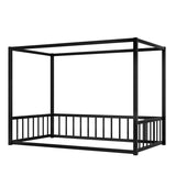 Twin size sunshade floor bed, iron double-size bed frame, modern low-profile double-size bed, W1858P282499