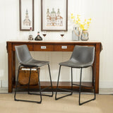 Bronco Antique Wood Finished Counter Height Dining Set Table and Six Gray Chairs T2574P195181