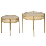 ZNTS Brown PE Wicker Patio End Table Set 73215608