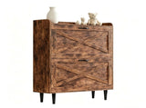 2-Drawer Top-Mounted Barn Door Shoe Cabinet Melamine Board Embossed MDF Shoe Cabinet 98843919