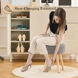 Round Ottoman Multifunctional Cotton Knitted Vanity Stool Footrest Stool for Living Room Entryway 32347935