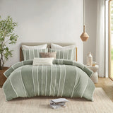 Full/Queen 3 Piece Striped Cotton Duvet Cover Set B035P217804