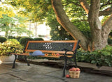49" Garden Bench Patio Porch Chair Deck Hardwood Cast Iron Love Seat Weave Style Back 41635196