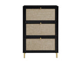 Rattan 3 Door Shoe Rack, Freestanding Modern Shoe Storage Cabinet, for Entryway W688P211263