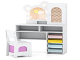 Safe Toddler Vanity Set with Anti-Toppling Design, Rounded Corners & Sturdy MDF Construction 25444404