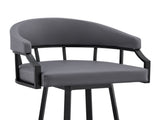 Palmdale 30" Swivel Slate Gray Faux Leather and Black Metal Bar Stool B2736P268591