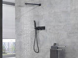 Brass Matte Black Shower Faucet Set Shower System 10 Inch Rainfall Shower Head with Handheld Sprayer 57003822