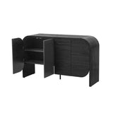 TREXM Buffet Cabinet with, Wood Sideboard Cabinet with Curvy Edge, 4 Doors Retro Credenza N715P228110B