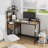 Computer Desk with Power Outlet & Storage Shelves, Study Writing Table with USB Ports Charging W578P191951