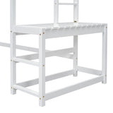 ZNTS Twin Size High Loft Bed with Ladder landing Platform, Ladders, Guardrails,White W504119725