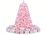 5 FT Pre-Lit Flocked Pink Christmas Tree with 8 Lighting Modes Warm White LED Lights, Hinged 09522738