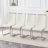 Set of 4 Cream Textured Granular Fabric Material Dining Chairs 39.3" High, 20.4" Ergonomic W1151P324773