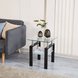 2-Piece Clear Tempered Glass Small Table, End Table for Living Room, Sofa Table W1718128634