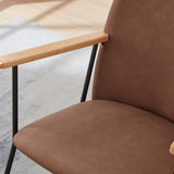 Adjustable Headrest Pillow Rocking Chair, Technical Leather Upholstered Glider Rocker with High W1669P220403