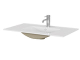 30-Inch White Ceramic Bathroom Sink, Fits 30-Inch Vanity,Pre-Drilled Faucet Hole,Modern Minimalist W3151P360951