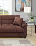 ZNTS Contemporary Living Room Adjustable Chocolate Color Microfiber Plush Storage Couch 1pc Futon HS00F7889-ID-AHD