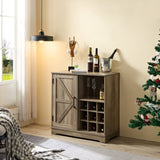 Wine Bar Cabinet for Liquor and Glasses, Farmhouse Coffee Bar, Cabinet with Wine Rack Barn Door W1758P210362