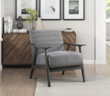 Casual Transitional Accent Chair 1pc Gray Velvet Upholstery Solid Wood Frame Living Room Furniture B011P264608