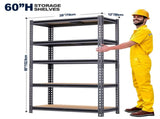 Professional 5-Tier Metal Storage Shelving Unit, 2400 lbs Capacity Heavy Duty Rack, 60"H x 28"W x 16084124