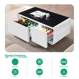 Modern Smart Coffee Table with Built-in Fridge, Bluetooth Speaker, Wireless Charging, Touch Control W1172P178882