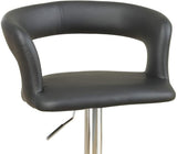 Bar Stool Counter Height Chairs Set of 2 Adjustable Height Kitchen Island Stools Black PVC / Faux HS00F1555-ID-AHD