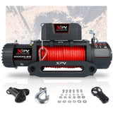 XPV Electric Winch 10000 LBS 12V Synthetic Rope Load Capacity Red Rope Jeep Towing Truck Off Road W121883548