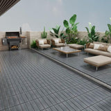 Patio Floor Tiles Pack of 11 WPC Wood-Plastic Composite Patio Deck Tiles DIY Interlocking Decking W206P201287