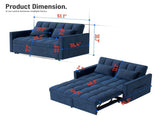 Corduroy Double Sleeper Sofa With Pull-Out Bed, 2 Pillows & Side Storage Pocket 87519745
