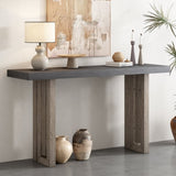 U_STYLE Uniquely Designed Oak Veneer Console Table with Distinctive Side Shapes, Suitable for N711P170550E