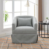 ZNTS 360-degree Swivel Accent Armchair Linen Blend Orange LIGHT GREEN W676P143119