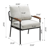 Modern Accent Chair with Natural Wood Armrests Black Metal Frame, Light Beige Upholstered Seat W2215P248476