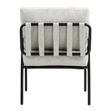 Modern Accent Chair with Natural Wood Armrests Black Metal Frame, Light Beige Upholstered Seat W2215P248476