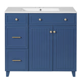 36" Bathroom Vanity with Ceramic Sink, Standard and Double-Layer Drawers, Soft Close Doors, N729P289163C