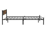 Full Size metal bedframe,Headboard with wood panel decoration,black W311P248422