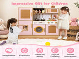 Kids Wooden Kitchen Playset 3 with Fridge Sink Washing Machine with Realistic Light Sound Rattan 92560266