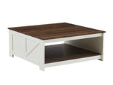 Coffee Table Farmhouse Coffee Table with Storage Rustic Wood Cocktail Table,Square Coffee Table for W2393P168728