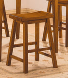 Casual Dining 18-inch Height Saddle Seat Stools 2pc Set Solid Wood Oak Finish Home Furniture B01151971