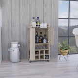 Fargo Bar Cart with Cabinet, 6 Built-in Wine Rack and Casters B200P188865