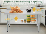 Profeeshaw Stainless Steel Prep & Work Table, 30x48 Inches, with Backsplash and Adjustable W1422P252477