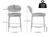 2-Pack Modern Velvet Bar Stools with Gold Metal Legs Accent Round Counter Stools for Kitchen Island, W1757P387424