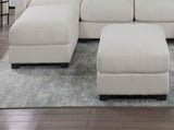 Living Room Furniture Ottoman Beige Wide-Welt Corduroy 1pc Soft Cushion Cocktail Ottoman Wood Legs B011P182989