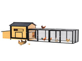 118" Large Wooden Chicken Coop Outdoor Hen House with Nesting Box, Leak-Proof Pull-Out Tray, Asphalt 27993479