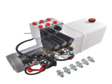 12V DC 6 Quart Hydraulic Pump 6 Way Double Acting Hydraulic Power Unit for Dump Trailer, Scissor 81919656