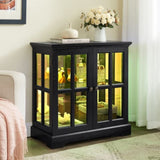 LED Curio Display Cabinet, Antique Display Cabinet with Adjustable Shelves, Retro Design Quality W2275P300146